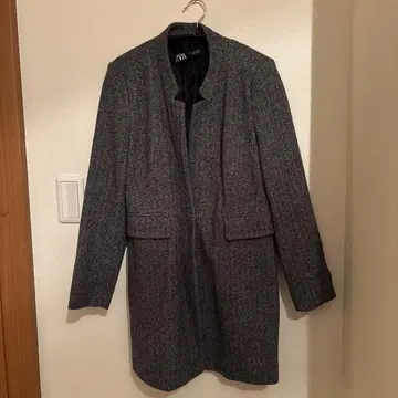 ZARA 헤링본 롱 코트 그레이