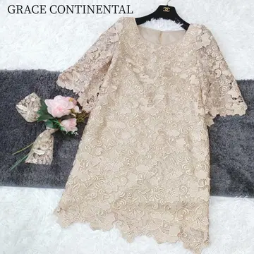 [ 그레이스 콘티넨탈 ] 롱 원피스 자수 레이스 꽃무늬 시어 플레어