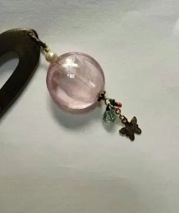 시미즈자카 유리관 헤어콤 한나리 타마 핑크 teftef