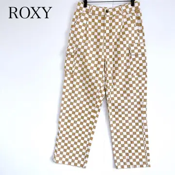ROXY 록시 체크 무늬 팬츠 카고 깅엄 베이지 캐주얼
