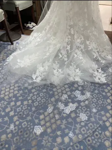 화이트 자수 웨딩 베일