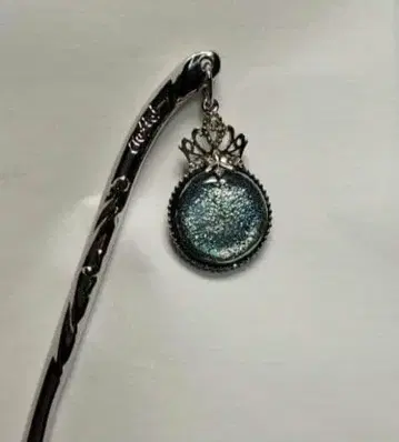 시미즈자카 유리관 헤어콤 실버 블루 라메 teftef