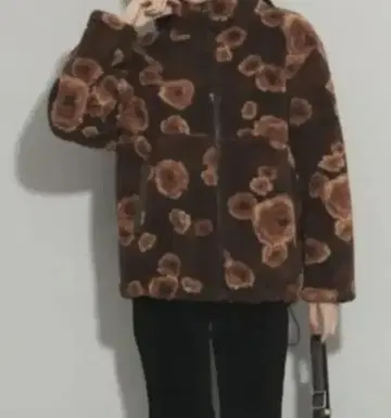 레이빔즈 플라워 자카드 보아 블루종