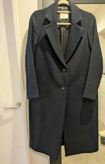 CINOH STUDIOUS 별주 롱 체스터 코트 네이비