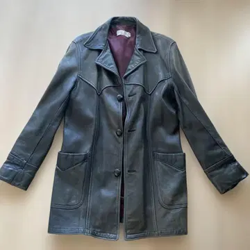 가죽 싸개 버튼 달린 가죽 자켓