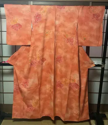 오렌지 꽃무늬 코몬 기모노 1211