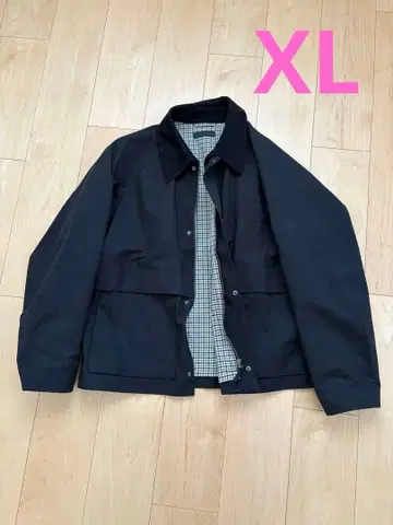 유니클로 유틸리티 숏 블루종 블랙 코듀로이 옷깃 XL