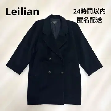 새상품급 Leilian 캐시미어 100% 피코트 9호 거의 미사용 블랙