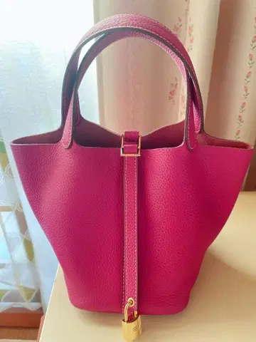 천연 가죽 핸드백 로즈 핑크