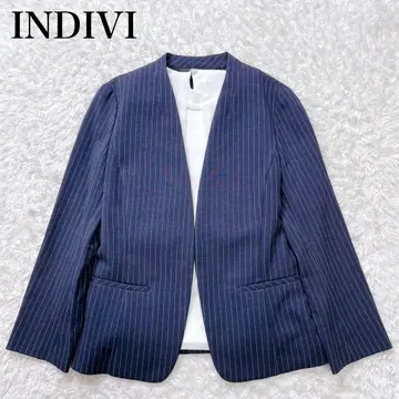 인디비 스트라이프 노카라 자켓 워셔블 최근 모델