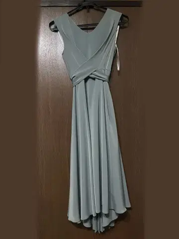 민트 그린 플레어 드레스 백리본 포함