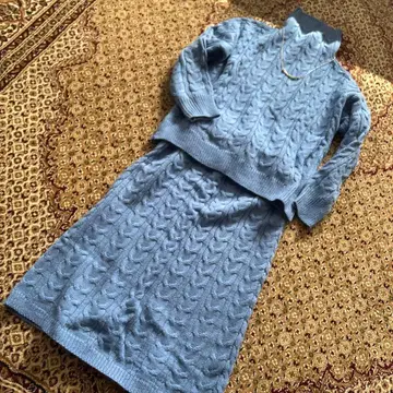 셋업 케이블 니트 스웨터 스커트 상하의 아크릴 여성용