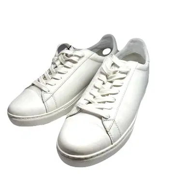 미사용 아르마니 익스체인지 화이트 가죽 스니커즈 43