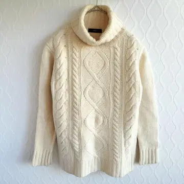 이네드 INED 터틀넥 스웨터 [9] 울 100% 케이블 니트