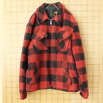 60s Guild Hall 체크 울 자켓 L 레드 블랙 aw61