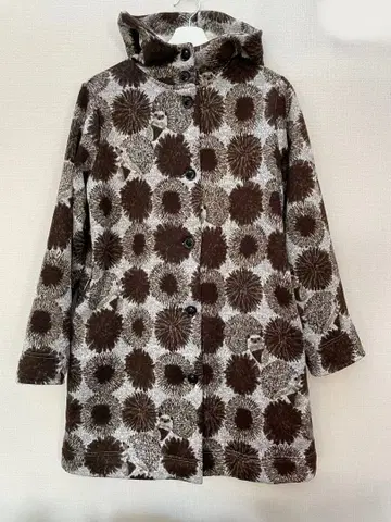 graniph 그라니프 고슴도치 패턴 보아 롱 코트 여성용 FREE