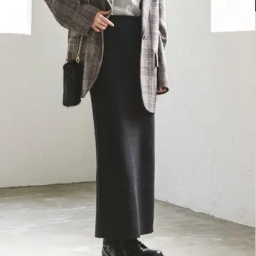 Noble 스무스 편직 니트 롱 타이트 스커트