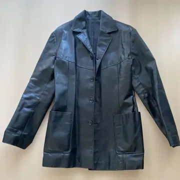 블랙 가죽 롱 자켓