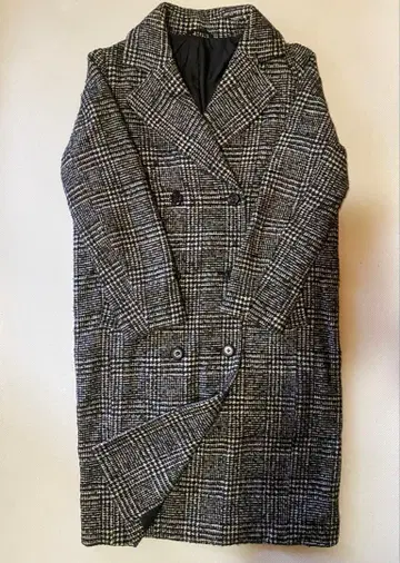 GU 레인 체크 무늬 더블 브레스트 체스터 코트