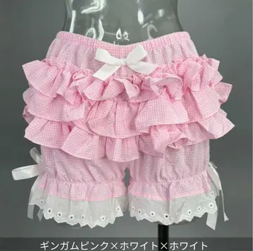 anonenone 풍성한 단 프릴 리본 큐롯 카보빵 핑크