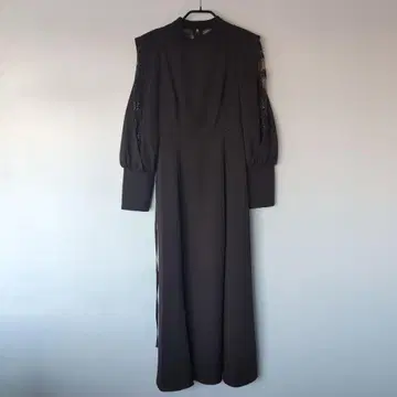 다크 브라운 벌룬 슬리브 드레스