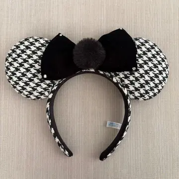 미니 마우스풍 머리띠 하운드 투스 패턴