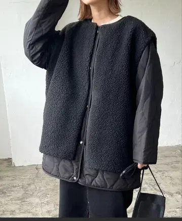 보아 베스트 퀼팅 코트 퀼팅 자켓 블랙 리앙