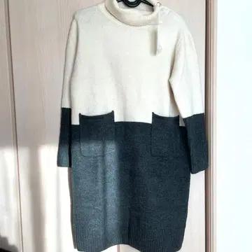 새상품 카와이 오카다 니트 원피스 L 펄 버튼