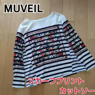 [새상품급] muveil 스카프 프린트 긴팔 T셔츠 38