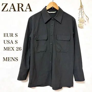 [ ZARA ] 셔츠 긴팔 남성용 다크 그레이 캐주얼 레이온