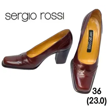 새상품급 sergio rossi 스퀘어토 로퍼 펌프스 브라운 36