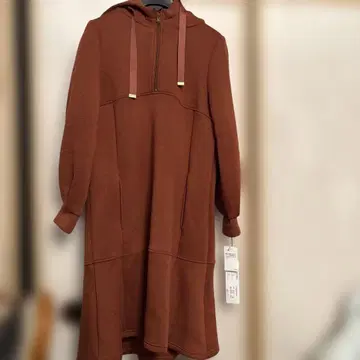 STYLE RAVIE 브라운 후드 부착 롱 원피스 미사용 새상품