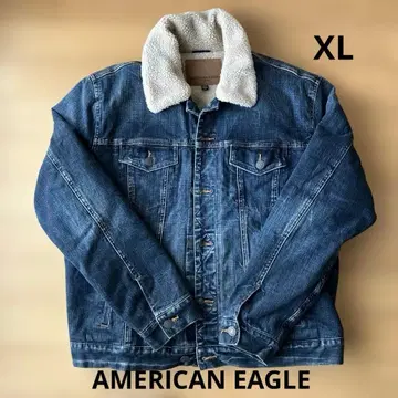AMERICAN EAGLE 보아 달린 다크 블루 데님 자켓 XL