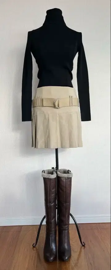 다이애나 브라운 가죽 롱 부츠 2way