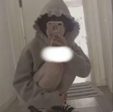 모헤어 니트 후드티 풀오버 브라운 계열 M