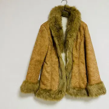 브라운 인조 모피 무스탕 코트