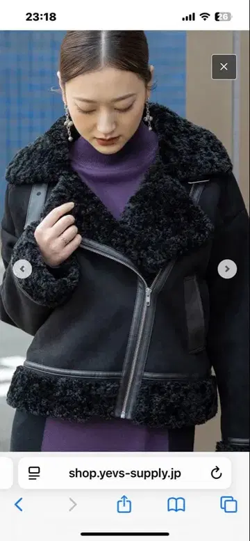 블랙 무스탕 코트 퍼 포함