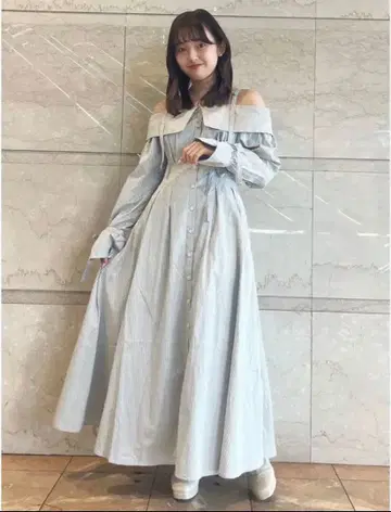 dazzlin 허리 턱 오프숄더 셔츠 원피스 S 사이즈