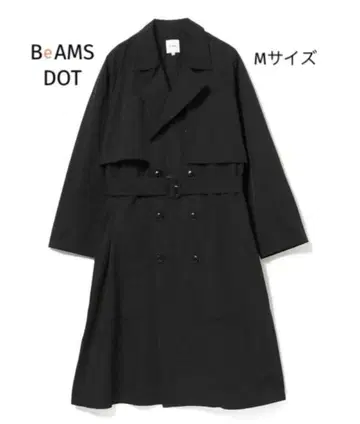 BeAMS DOT 오버 트렌치코트 블랙