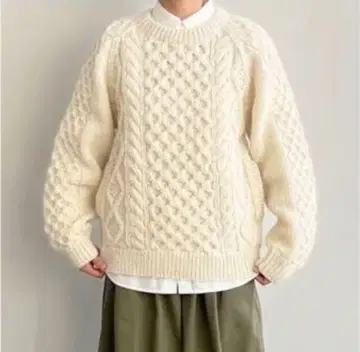 하베스티 손뜨개질 케이블 니트 풀오버