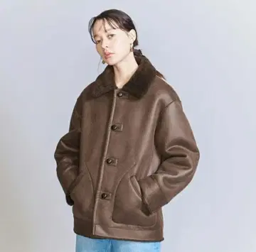 BEAUT&YOUTH 페이크 무스탕 리버서블 보아 블루종