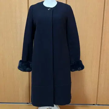 내추럴 뷰티 베이직 L 노칼라 코트 네이비 퍼 포함