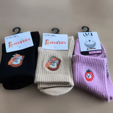 빵도둑 캐릭터 자수 양말 세트 15~20cm