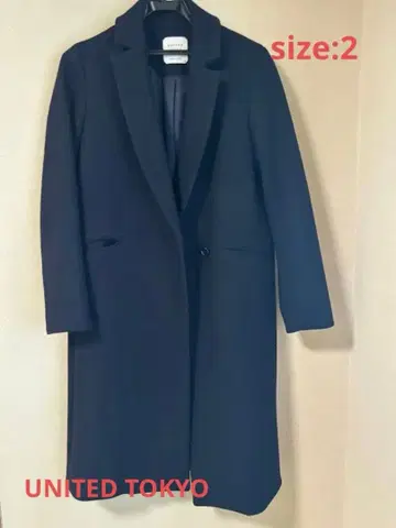 UNITED TOKYO 네이비 체스터 코트 캐시미어 혼방 싱글 버튼