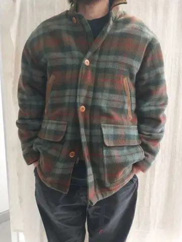 L.L.Bean 하프 코트 체크 무늬 자켓 USA제