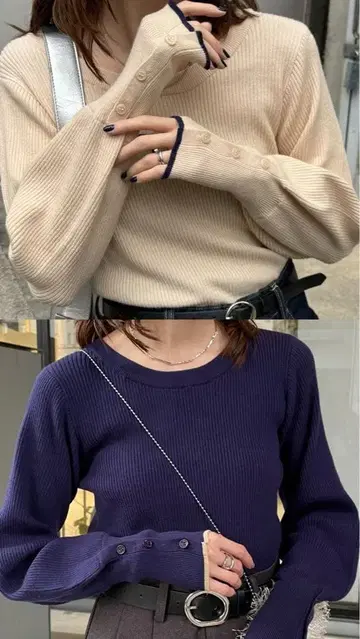 볼륨 슬리브 소매 버튼 니트 CIAOPANIC TYPY 2장 세트