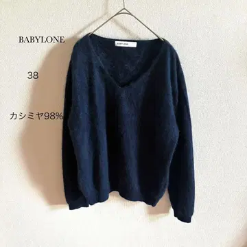 BABYLONE 캐시미어 샤기 니트 38 네이비