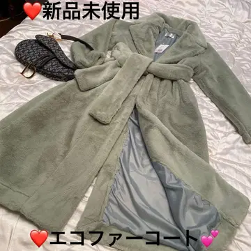 미사용 새상품 에코 퍼 롱 코트 M