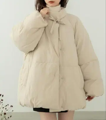 hinari 히나리 충전솜 리본 미들 코트 베이지 S사이즈