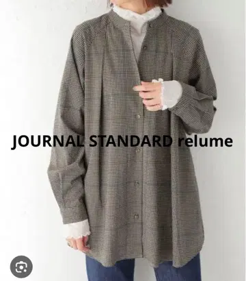 저널 스탠다드 리룸 체크 블라우스 튜닉 브라운 계열